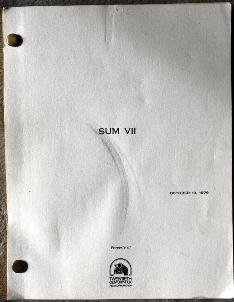 1979 SUM VII Original Screenplay Script First Draft