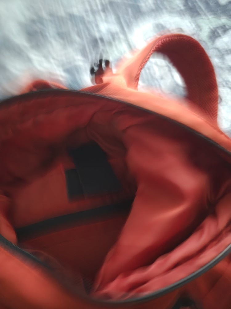 Fabletics "The Only Backpack" Orange Nylon NWOT Multiple Pockets Roll Down Top