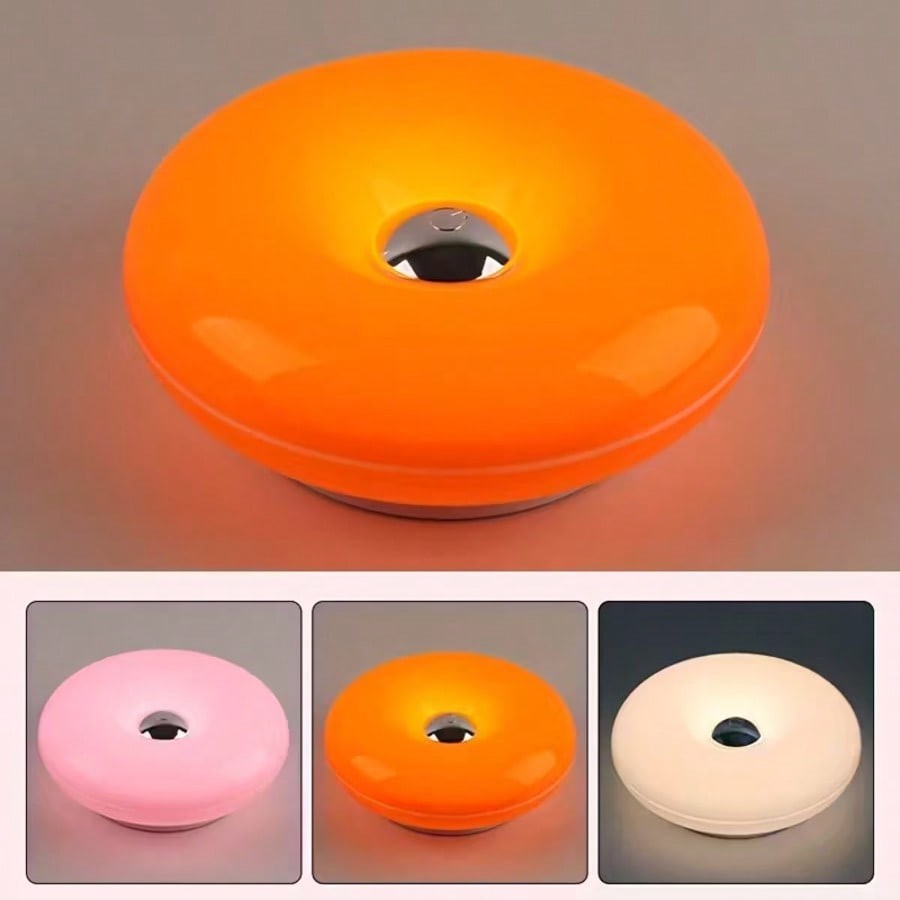 Modern Fashionable Donut-Shaped Atmosphere Lamp, Rechargeable, 3-Color Dimming..