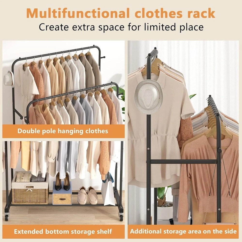 Multi-functional Clothing Rack with Hooks