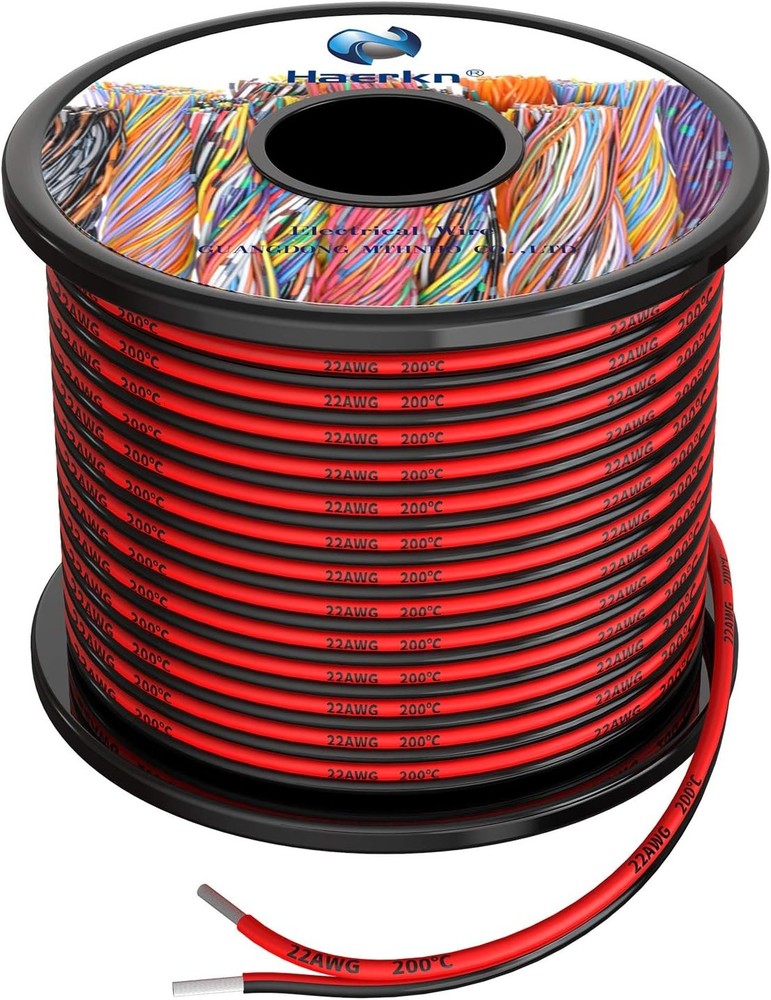 22 awg Silicone Electrical Wire 2 Conductor Parallel line Black, Red