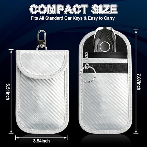 2 Pack Faraday Bag for Car Keys, Key Fob Protector Shielding Medium Silver