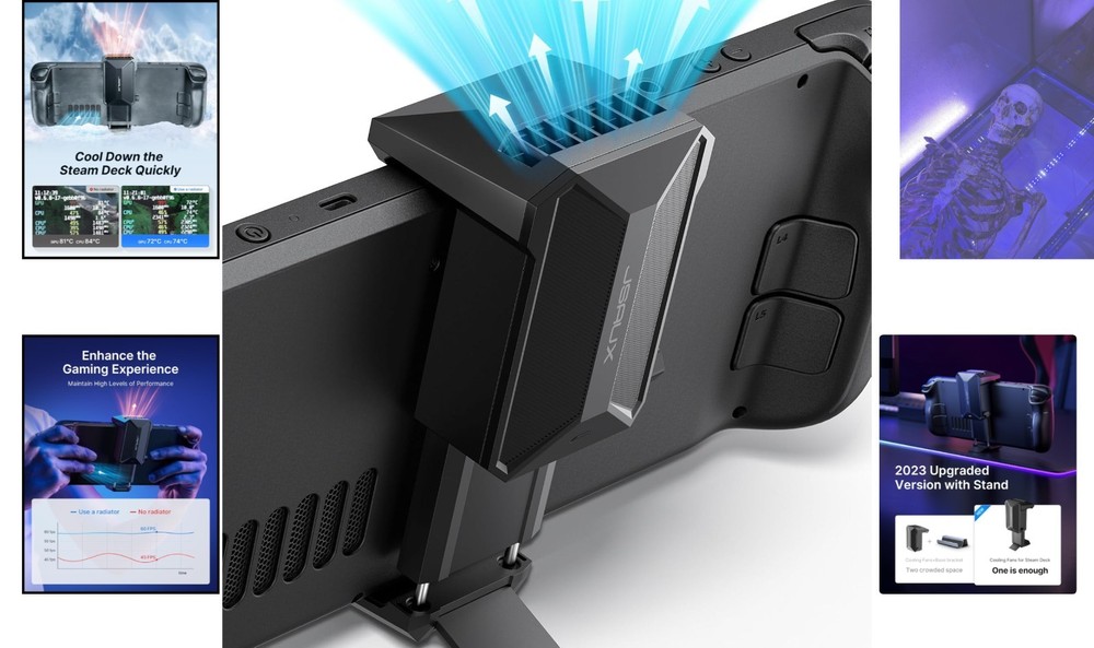 Efficient Cooling Fan for Steam Deck - Adjustable Speed & Hands-Free Stand