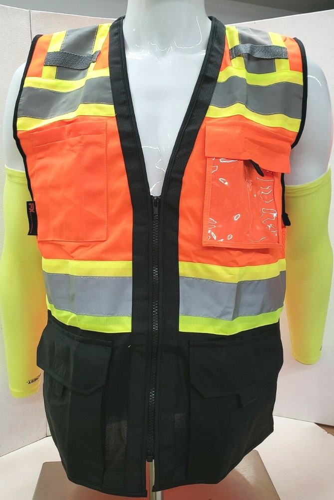 HIGH VISIBILITY BLACK SERIES Safety Vest Solid Front Mesh Back