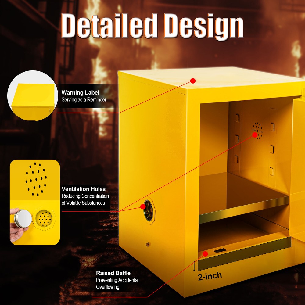 4 gallons Fireproof Safety Storage Welded Cabinet Bin Flammable Liquid Storage