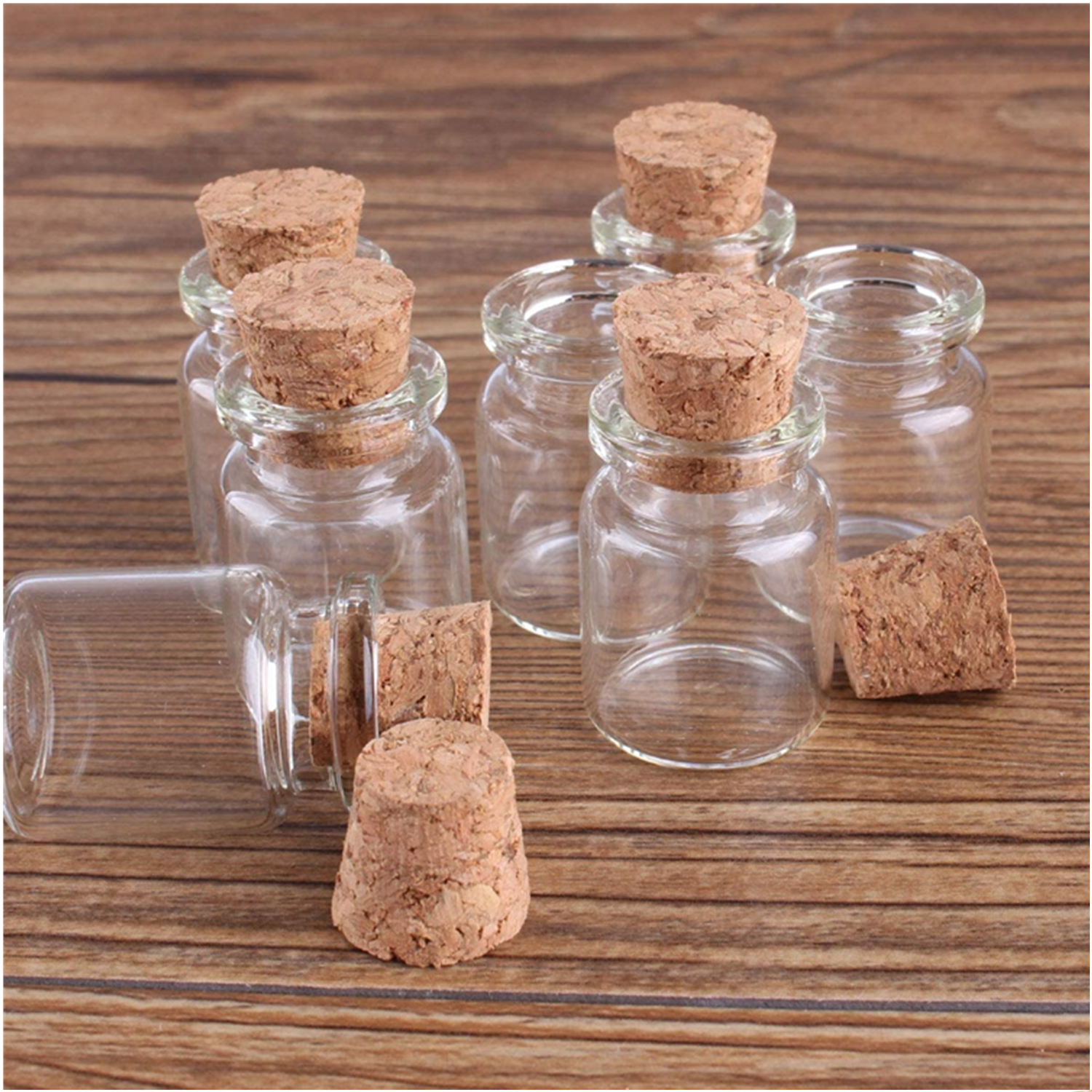 100 PCS Small Bottles 1ml 13x18mm Clear Cork Vials Glass Bottles Wishing Bottle