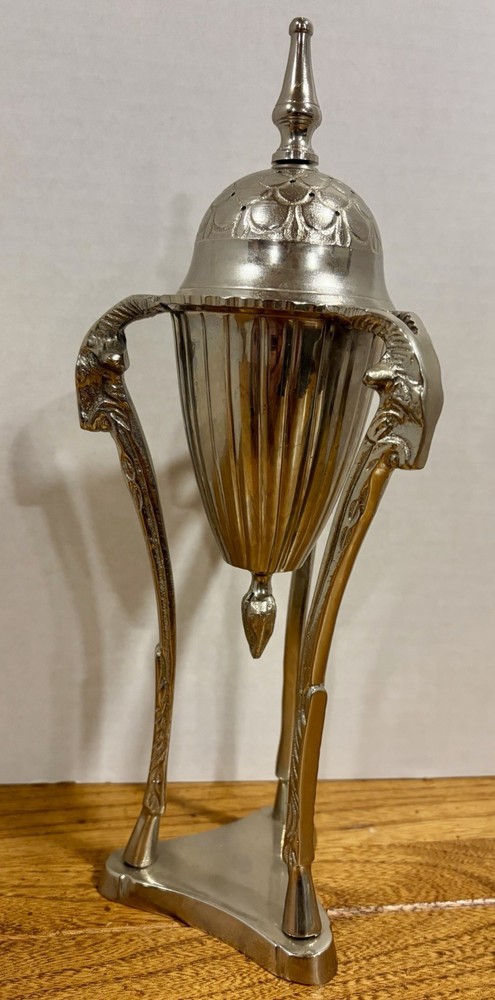 Vtg Solid Brass Empire Styled Incense Burner  Rams Sheep Heads/hooves.