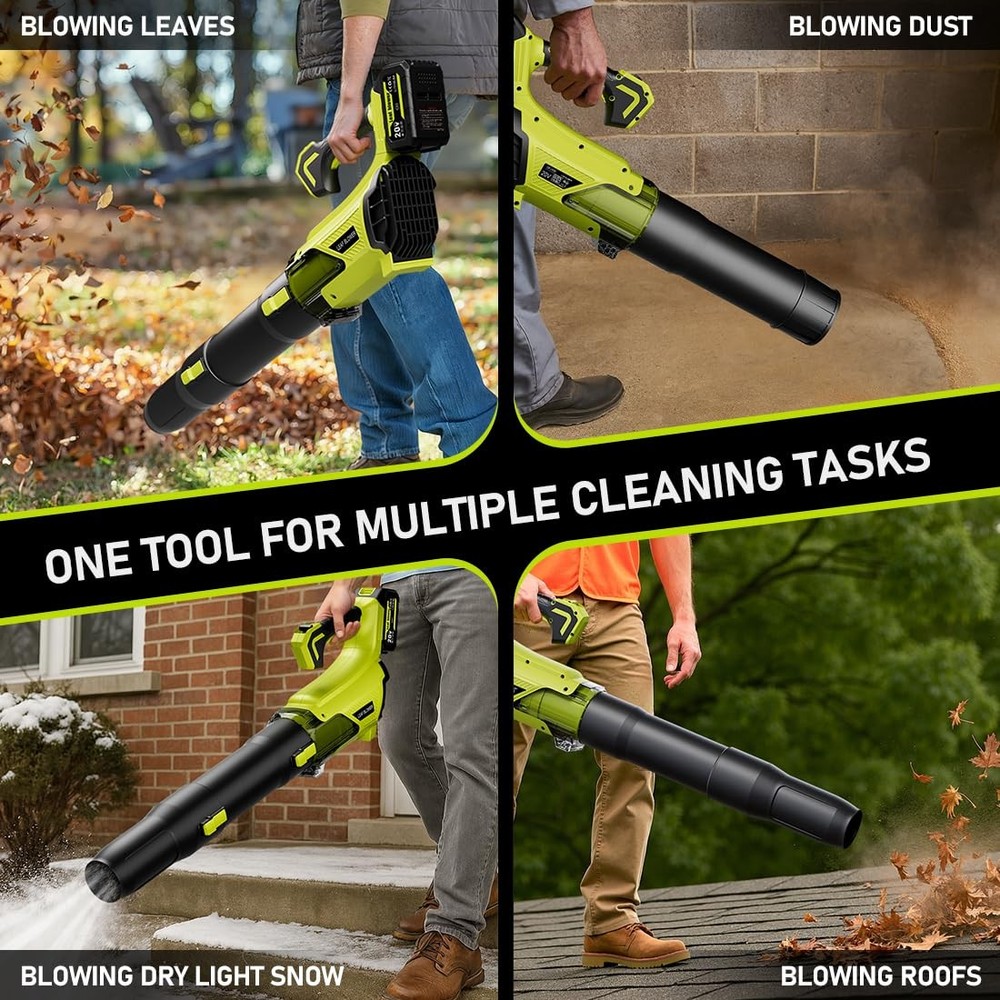 Cordless Leaf Blower 580CFM Stepless Variable Speed Battery Powered Leaf Blow...