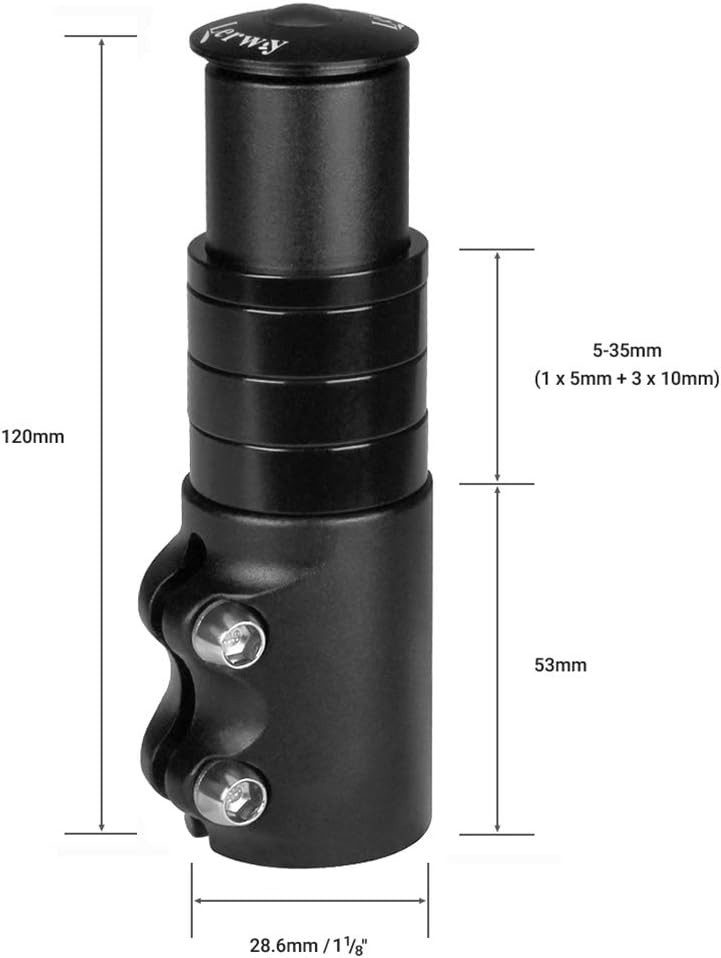 Black Bike Stem Riser Extender with Height Spacers - Customize Your Ride
