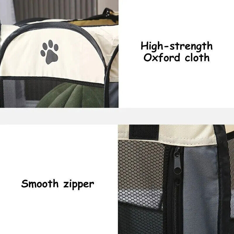 Portable Pet Playpen Foldable Kennel Puppy Tent for Dogs Cats Rabbits Grey