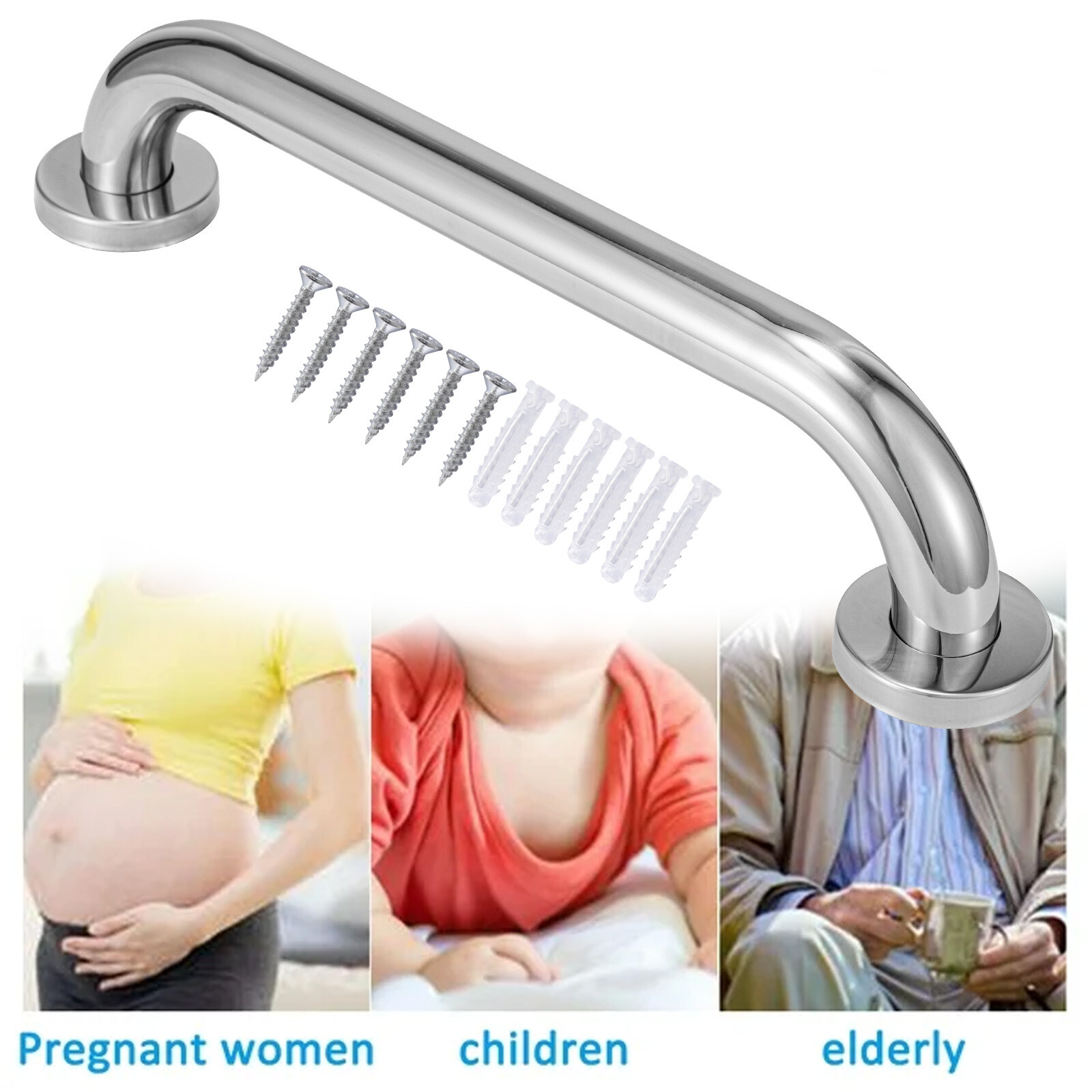 2 Pack Stainless Steel Shower Grab Bar Bathroom Safety Shower Handle for Elderly