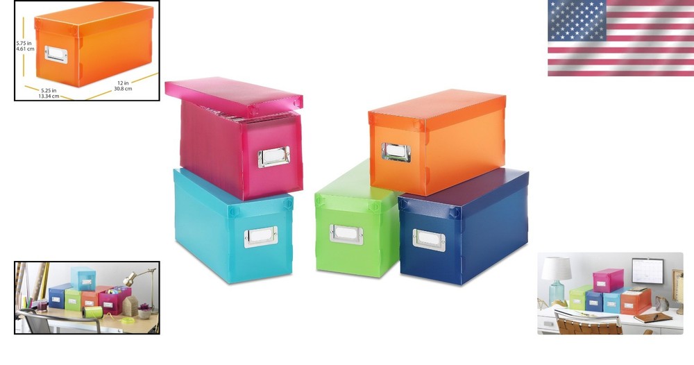 Colorful Stackable CD Storage Boxes Set of 5 - Durable & Easy Assembly