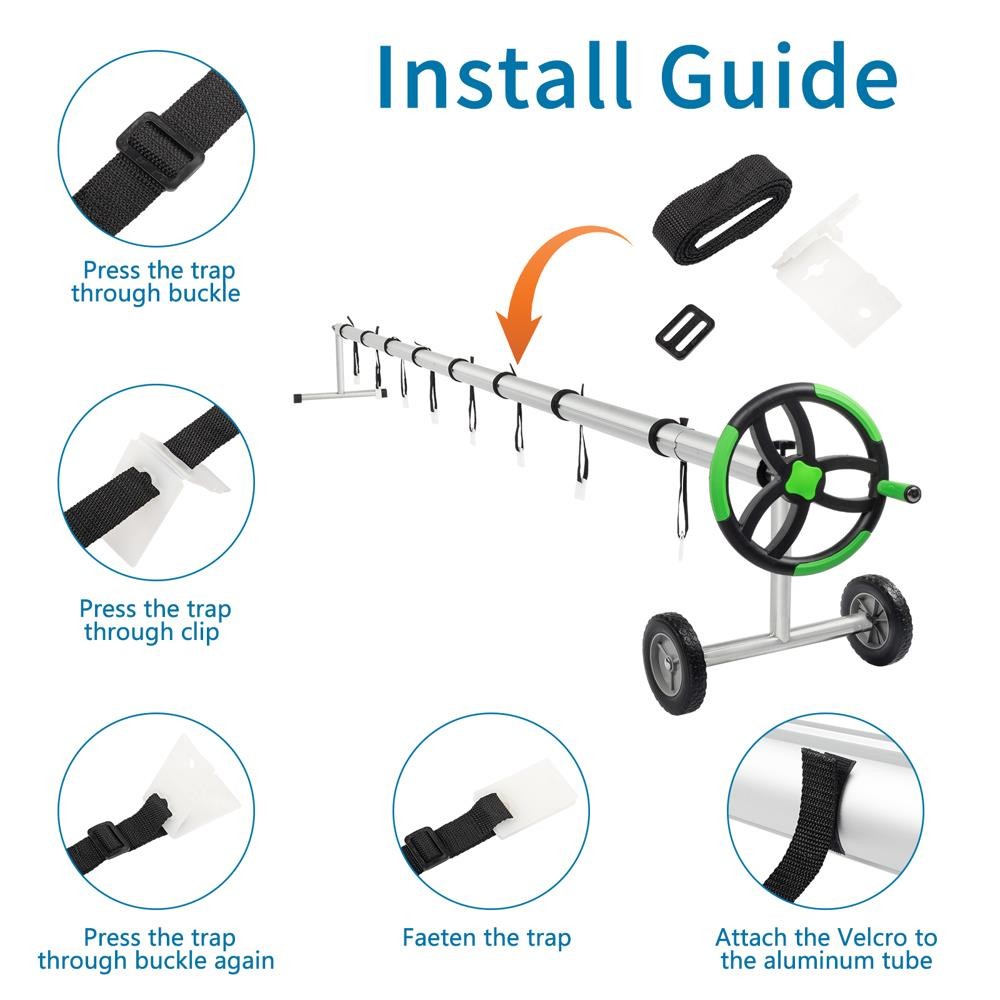 18 FT Pool Cover Reel Aluminum Solar Swimming Inground Cover Blanket Reel