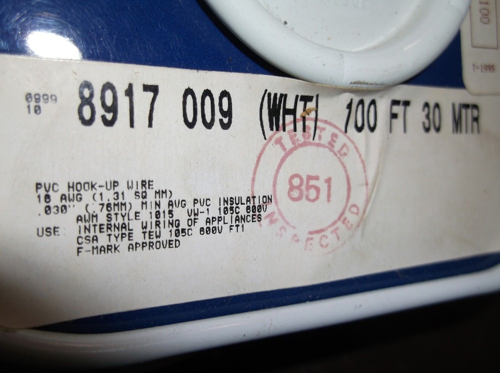 BELDEN 8917 HOOK-UP WIRE WHITE 100 FT. (204-1)