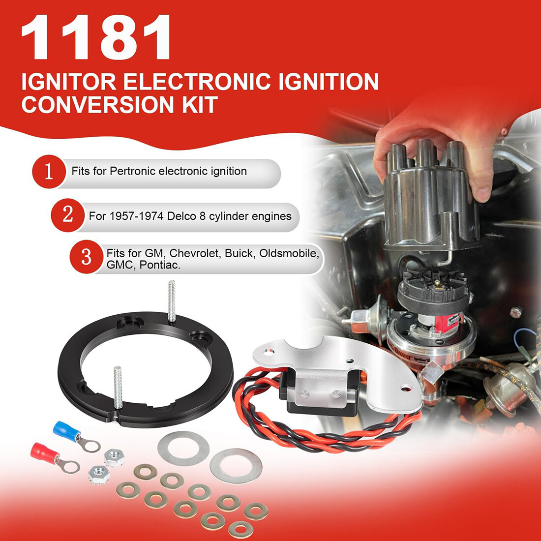 For Pertronix 1181 Ignitor Electronic Ignition Conversion Kit Delco 8 Cylinder