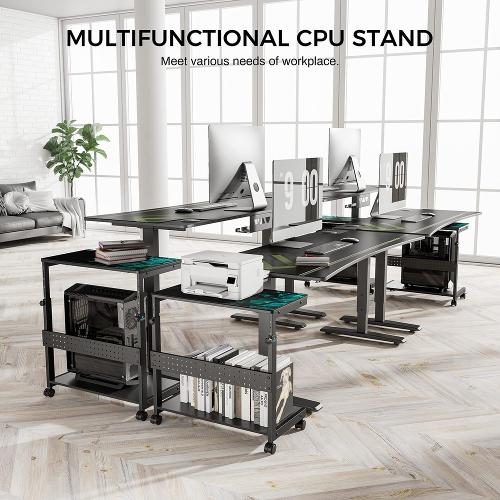 EUREKA ERGONOMIC Height Adjustable Computer Tower Stand, 2-Tier ATX-Case CPU ...