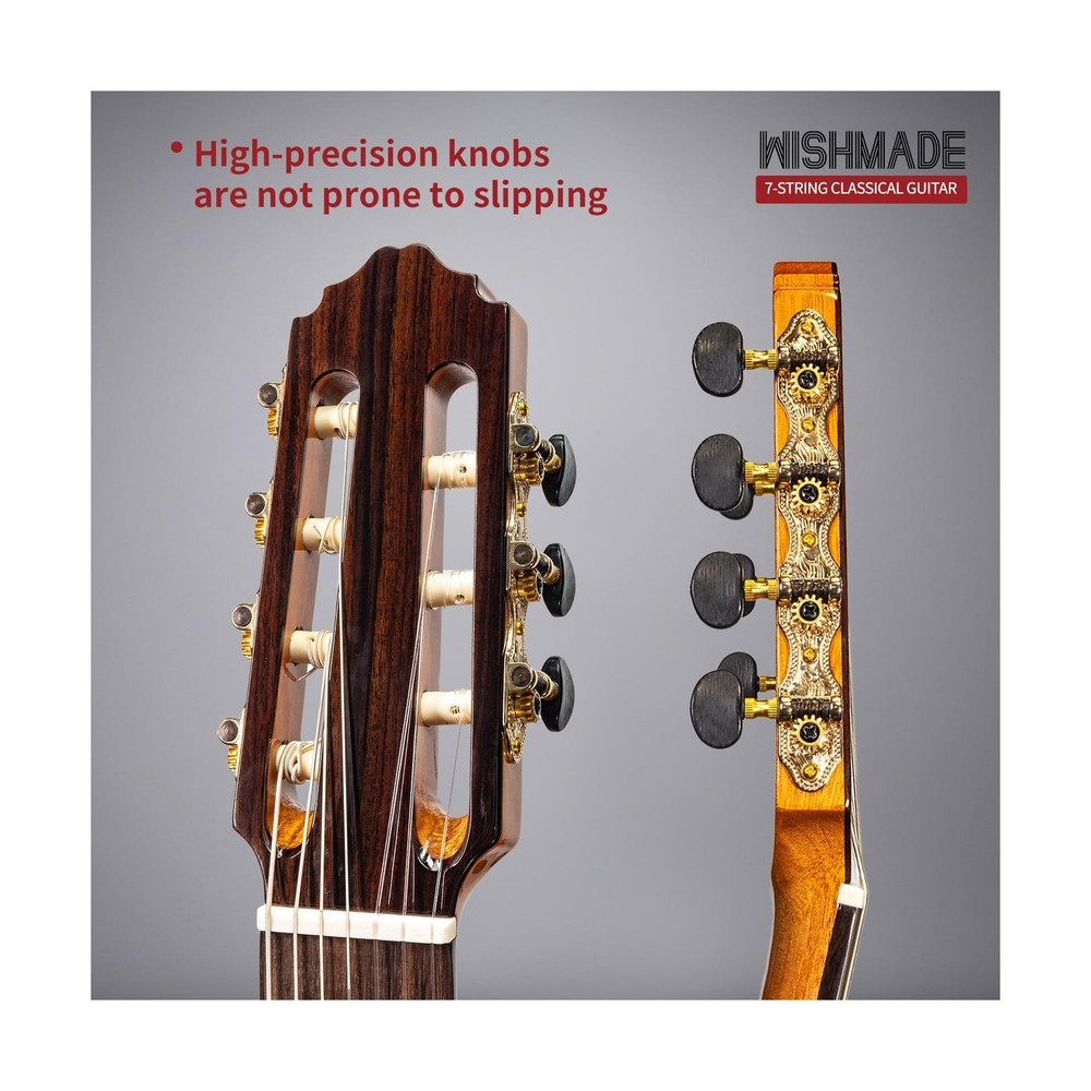 WishMade 7 String Classical Guitar Full Size Nylon String Guitars for Adults ...