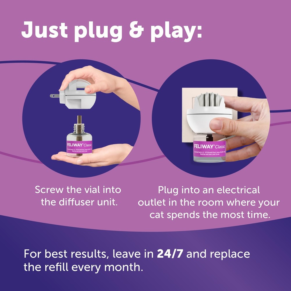 FELIWAY Classic 30 Day Cat Calming Plug In Pheromone Diffuser Starter Kit,...