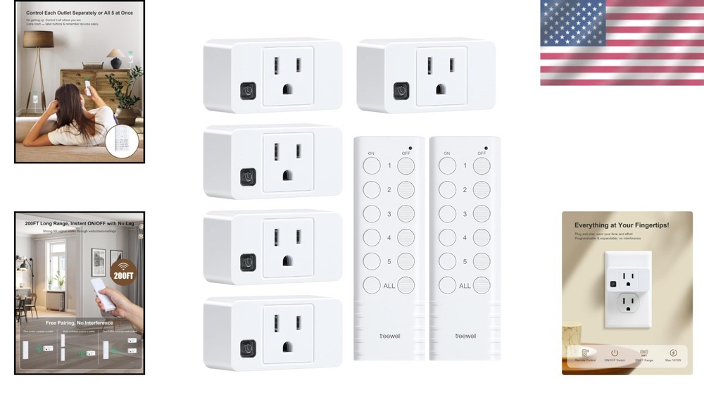 Wireless Remote Control Outlet, 200FT Long Range Remote Light Switch, Mini Re...