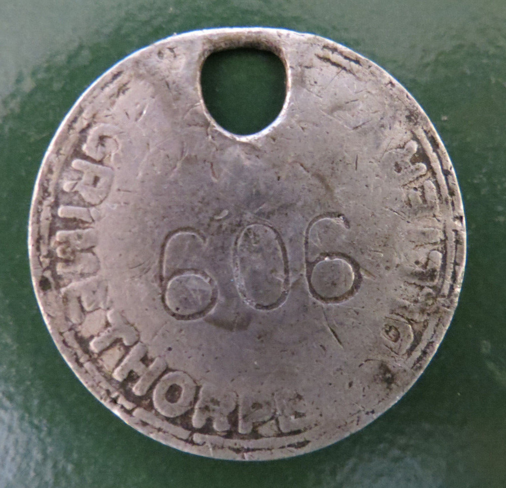 GRIMETHORPE Colliery Pit Check Tally - marked GRIMETHORPE COLLIERY 606