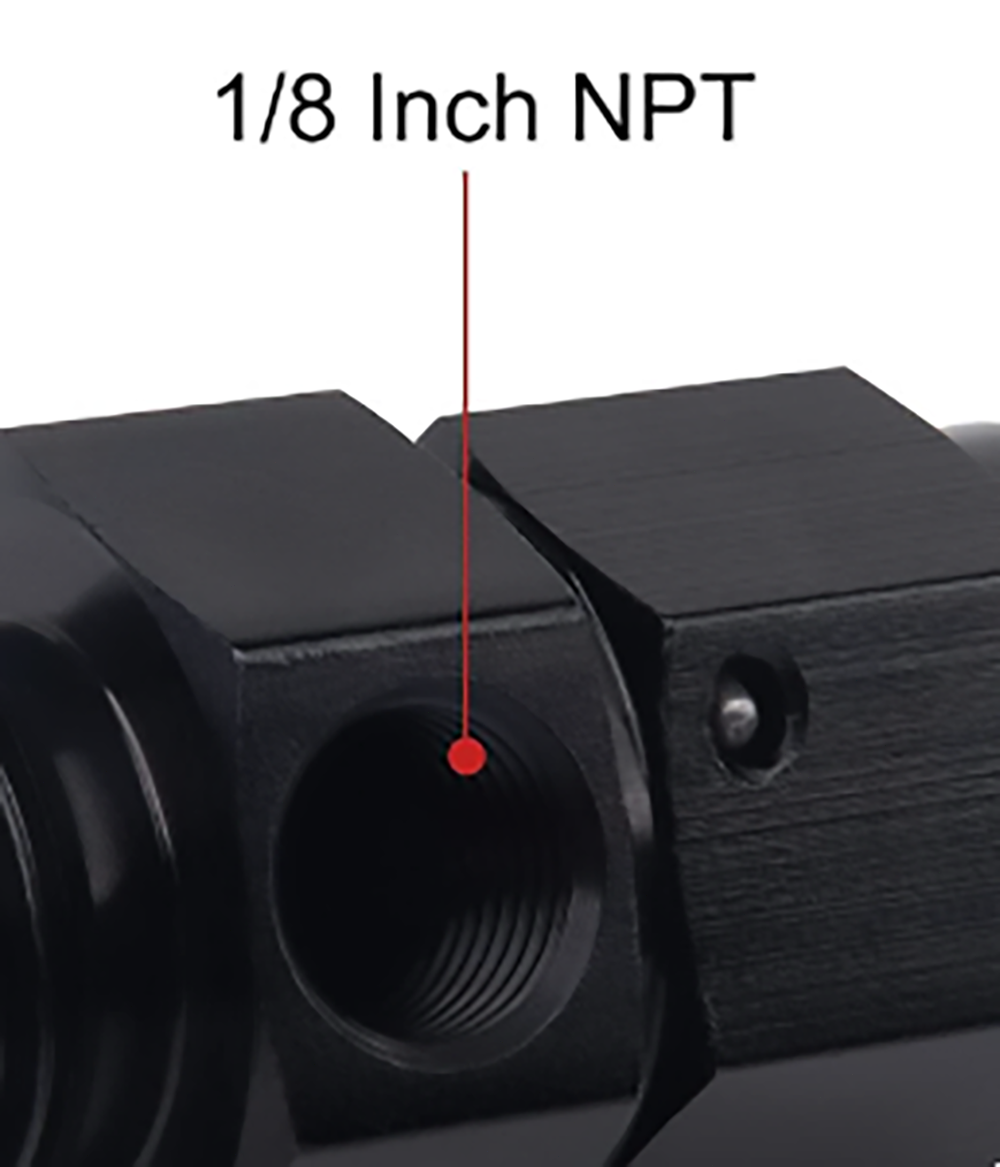 2Pcs Fuel Pressure Fitting 6AN Male to Female + 1/8 NPT Gauge Port Hose Adapter