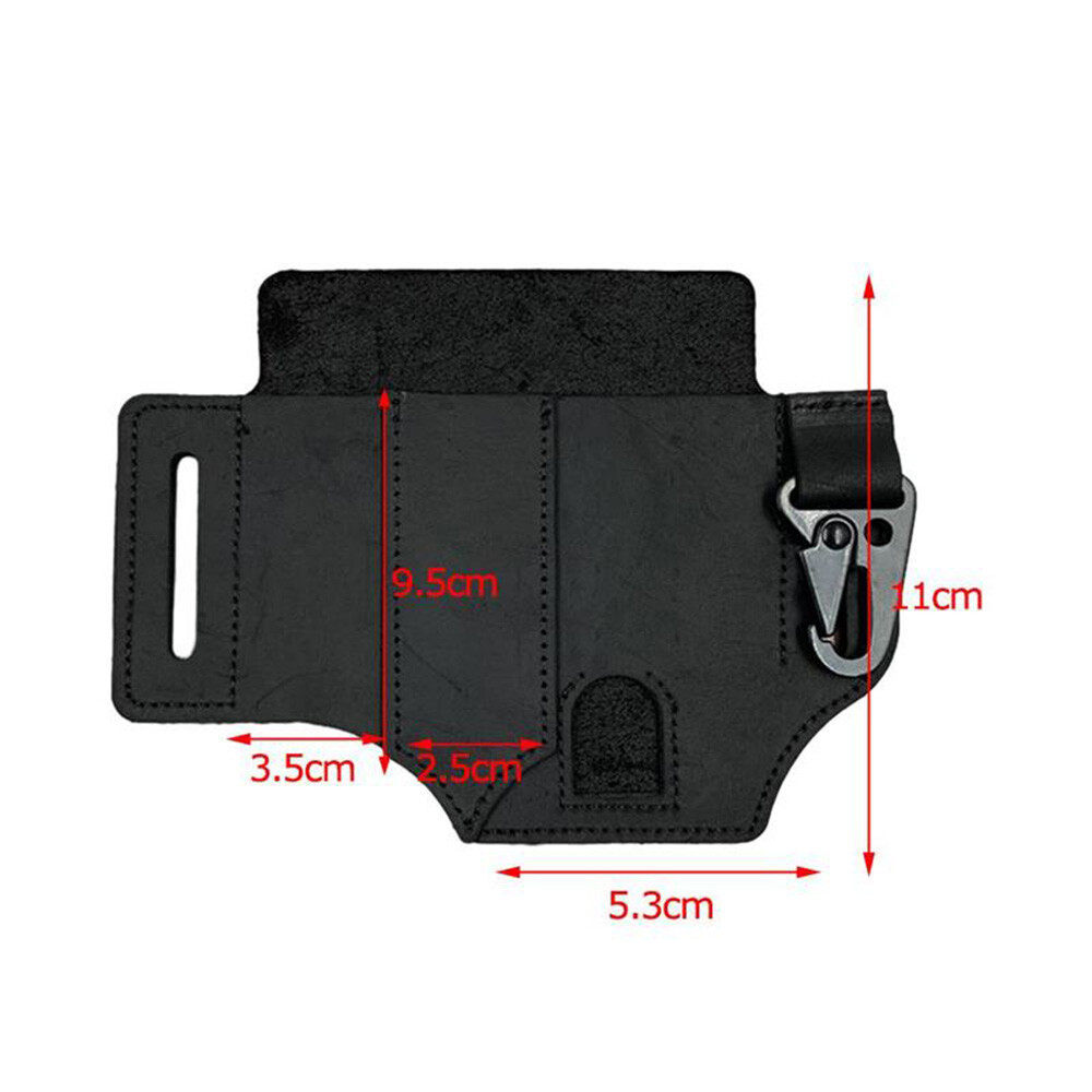 Men Multitool Leather Sheath EDC Pocket Organizer Storage Belt Waist Bag Gift TD