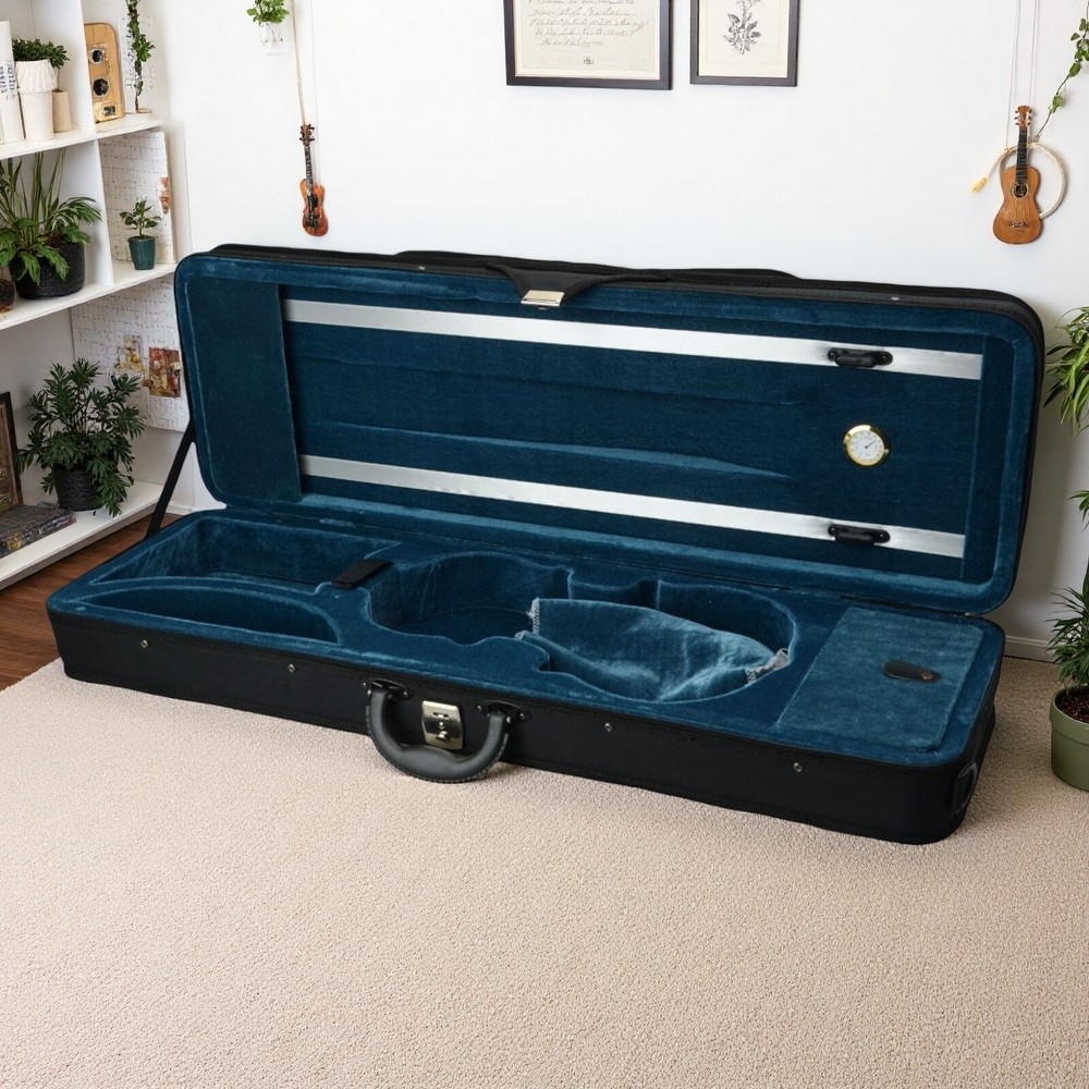 4/4 & 3/4 Violin Hardshell Case - Padded, Built-in Thermometer & Black