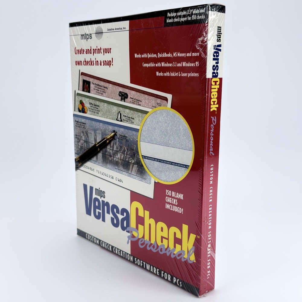 Mips Versa Check Personal Custom Check Creation Software 3.5" Floppy w/150 Blank