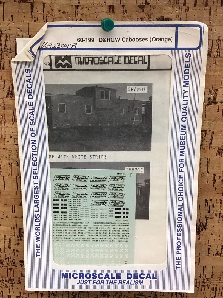 Microscale Decal N Scale 60-199: D&RGW Cabooses (Orange)