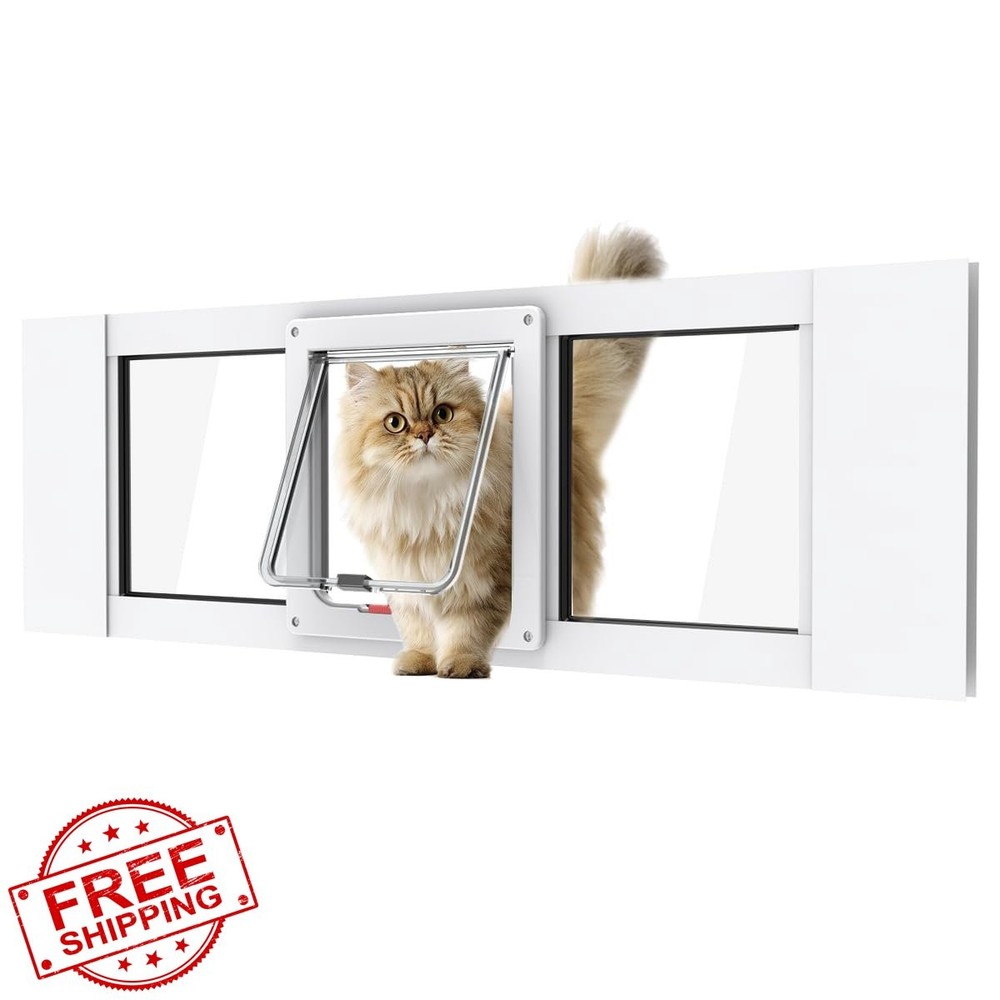 Aluminum Cat Door for Window, 32"-36" Width, Quick-Fit