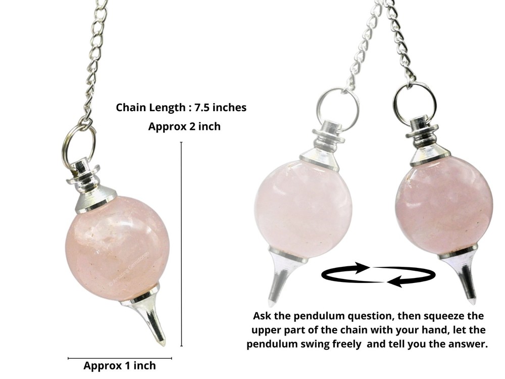 Rose Quartz Dowsing Crystal Ball Pendulum