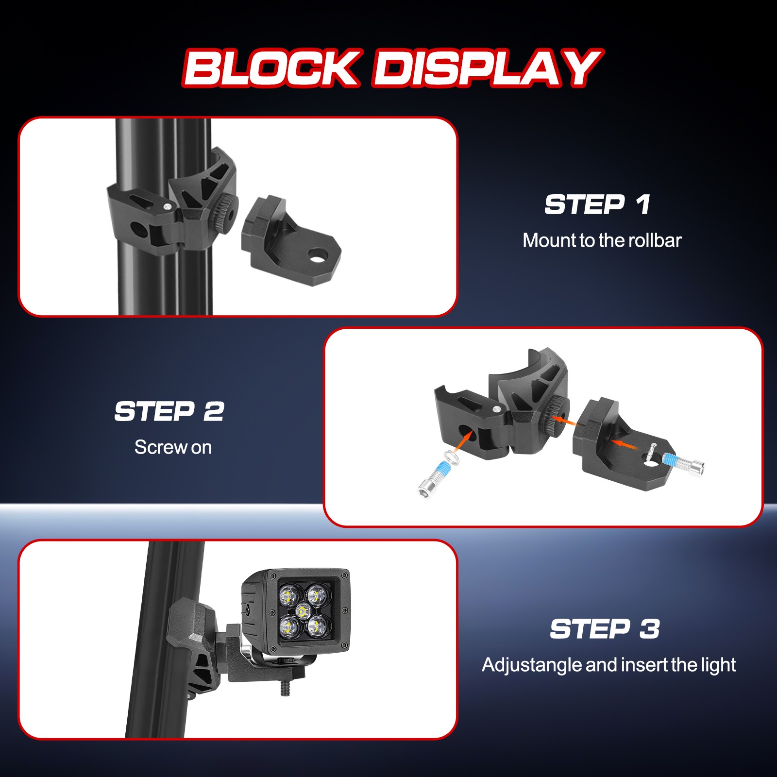 2 UTV LED Whip Light Mount Clamp Pro-fit Cage For Polaris Ranger General CF-MOTO