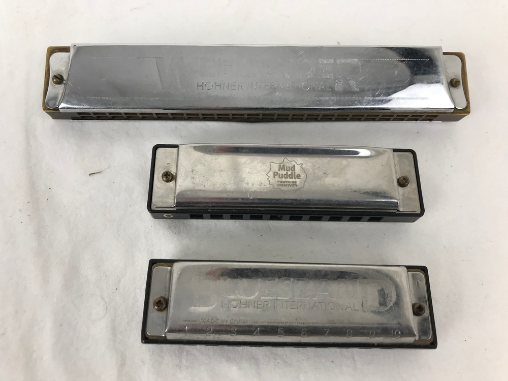 Three Cheap Harmonicas - Hohner, Hohner & Mud Puddle