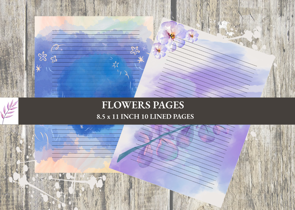 10 Pag PDF Printable Lined & Unlined  Art Digital Download Junk Journal Ephemera