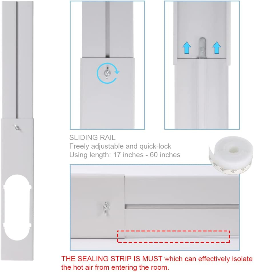 Portable Air Conditioner Window Kit, Adjustable Vertical/Horizontal Sliding Wind