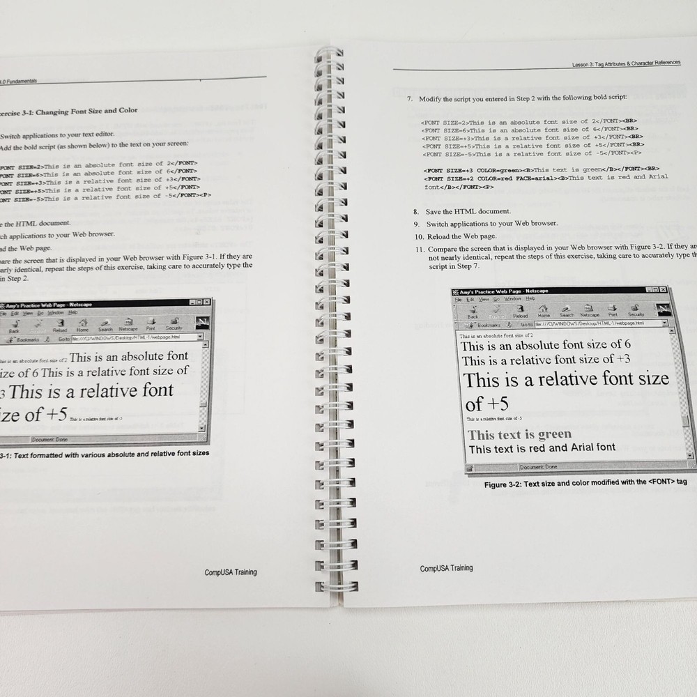 Vintage CompUSA Computer Training Manual HTML 4.0 Intermediate Version 1.0