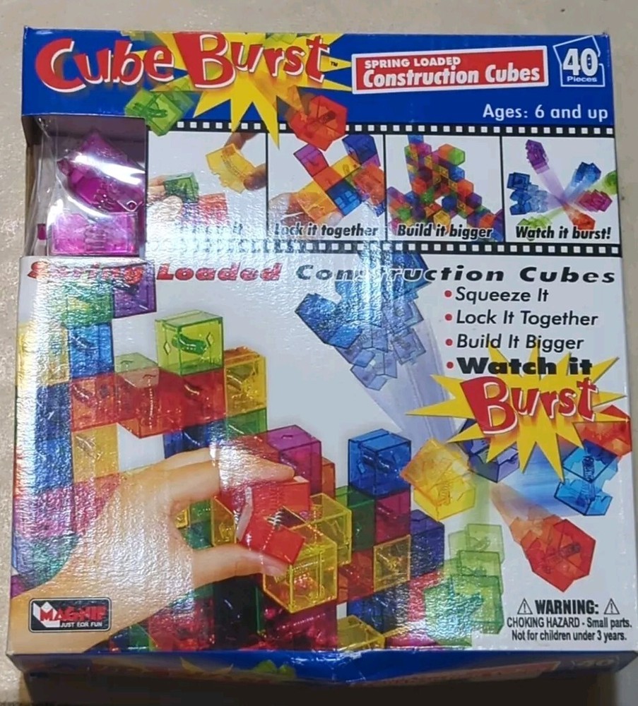 Vintage Cube Burst Spring Loaded Construction Cubes Rare Toy (40/40Pcs)