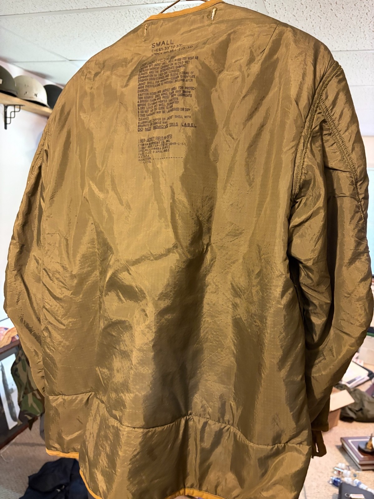 USGI M-1951 MILITARY FIELD JACKET LINER SMALL WOOL INSERT KOREAN WAR OLIVE GREEN