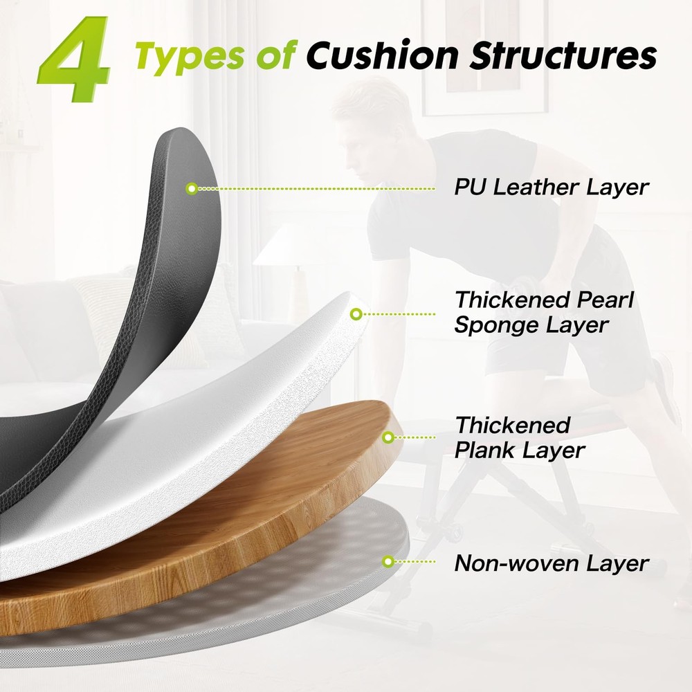 Adjustable Weight Bench for Full Body Strength Training, Foldable Workout Ben...