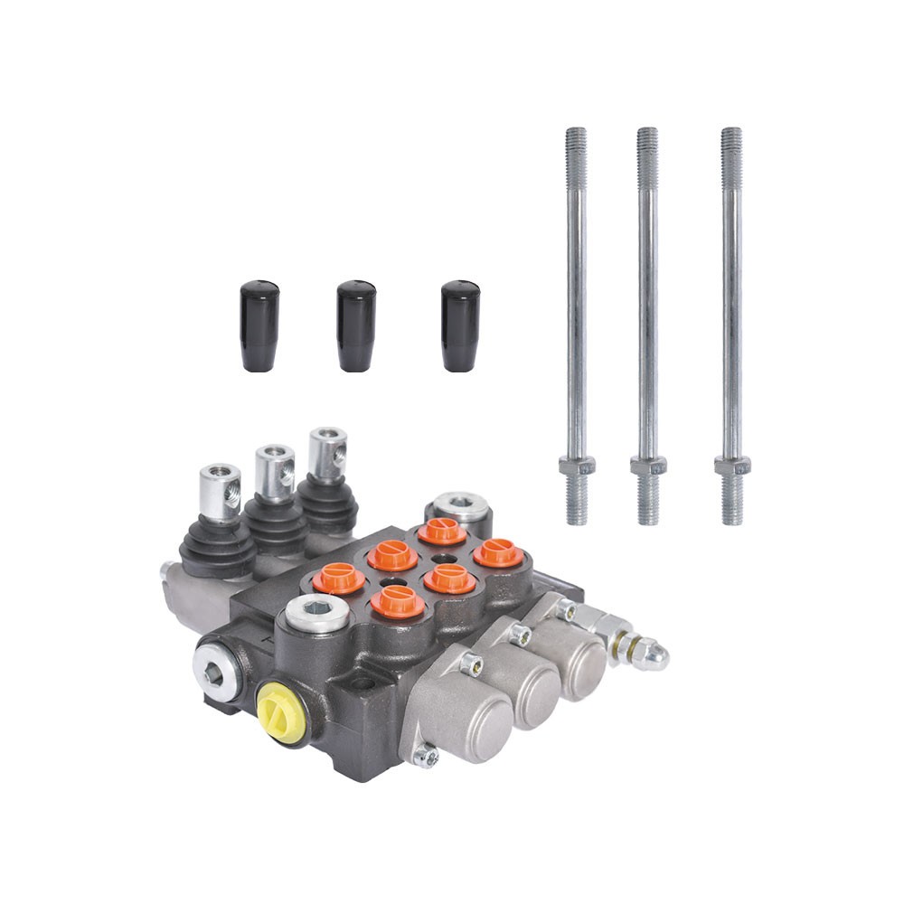 Hydraulic Control 3-Spool Valve Double Acting 13 GPM 3600 PSI SAE Ports