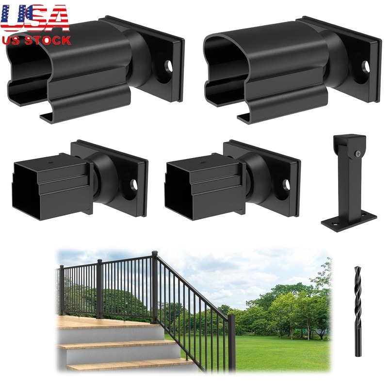 4 Pack Adjustable Aluminum Railing Bracket Connector W/ Installation Drill Kit
