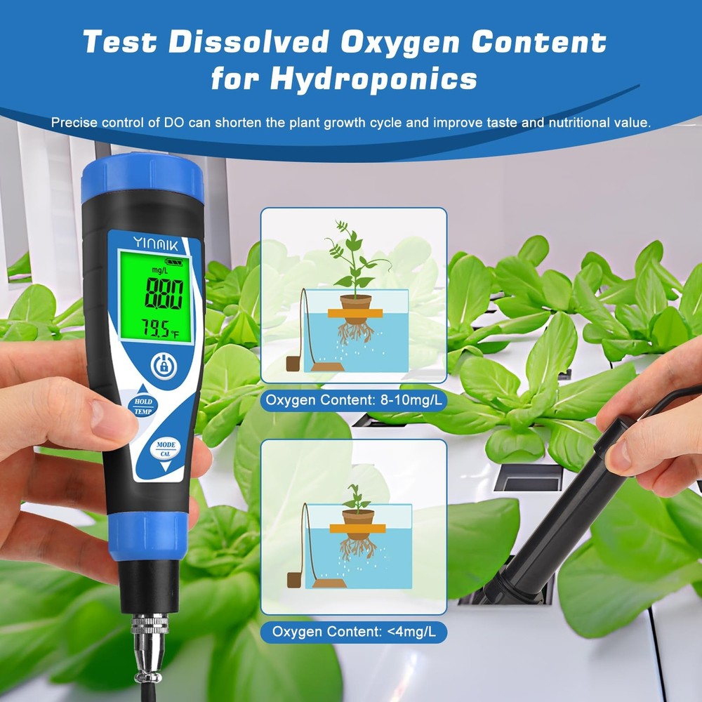 YINMIK Dissolved Oxygen Meter Digital Dissolved Oxygen Test kit for Aquarium Oxy