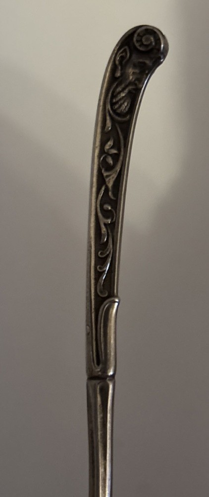 Antique Denmark Simon Groth Silver Serving Spoon Moinichen Devil Mask Handle