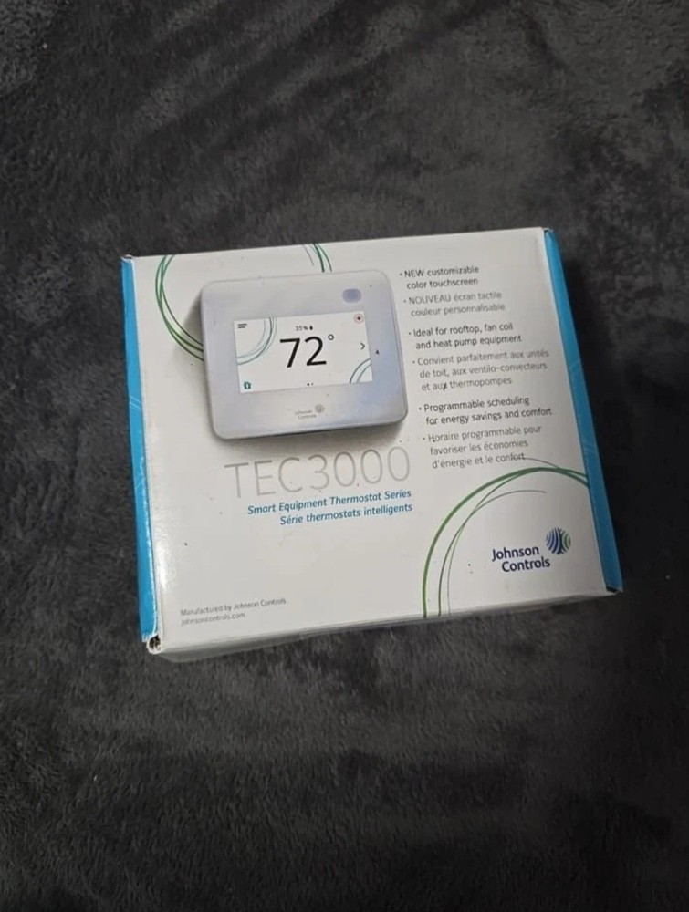 Johnson Controls TEC3000 Smart HVAC Thermostat Color Touchscreen New Open Box