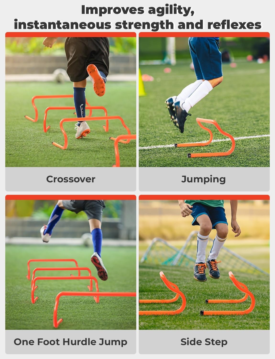 GHB Agility Hurdles Speed Training Hurdles, Detachable 5 Pack, orange