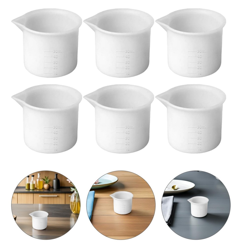 6 PCS Silicone Measuring Cups Scale 50ml Epoxy Mixing Resin DIY Projects