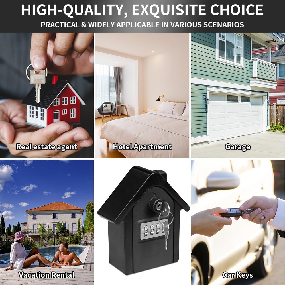 Key Lock Box with Combination Wall Mounted Key Storage Box Waterproof