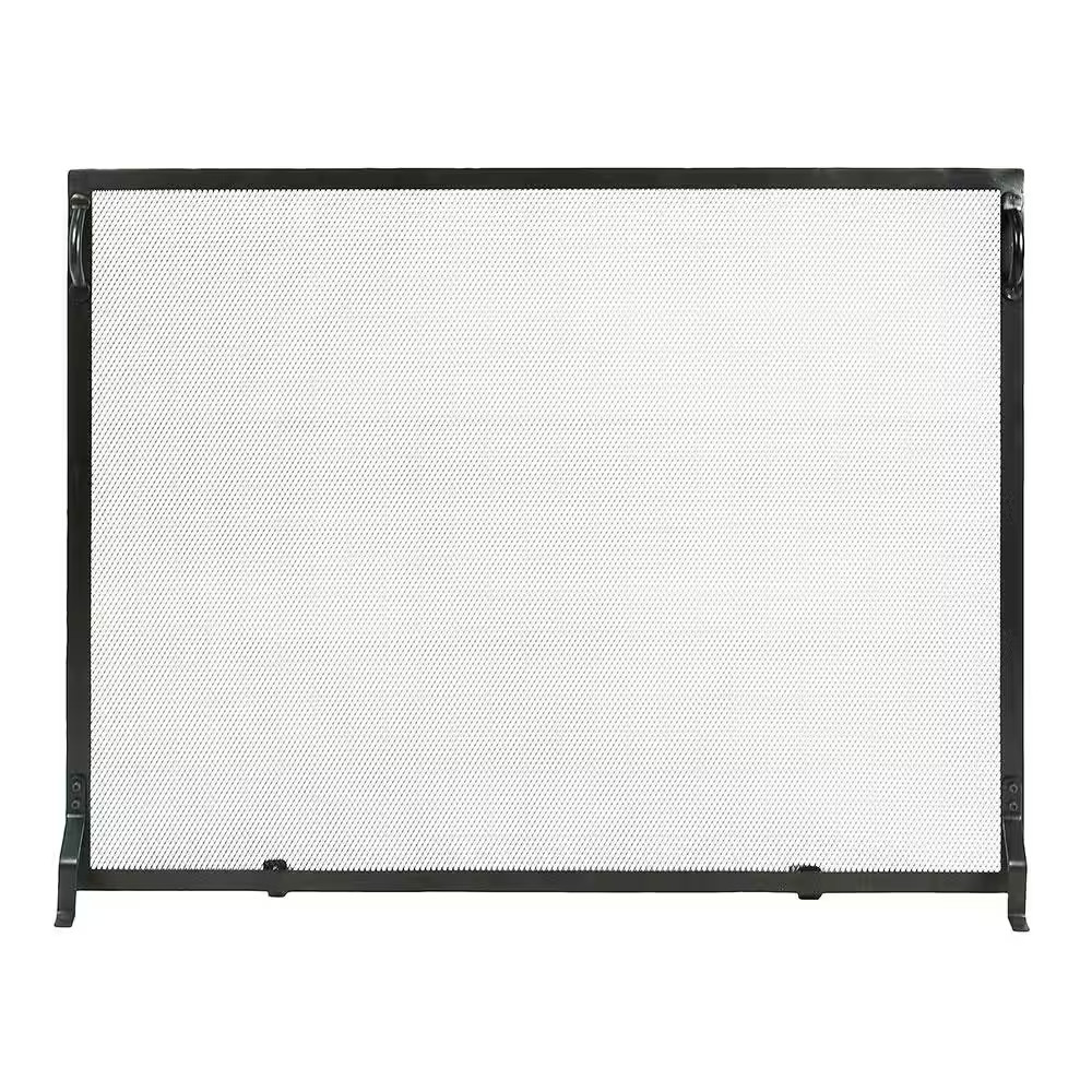 50 In. L Matte Black 1-Panel Plain by Design Flat Fireplace Screen