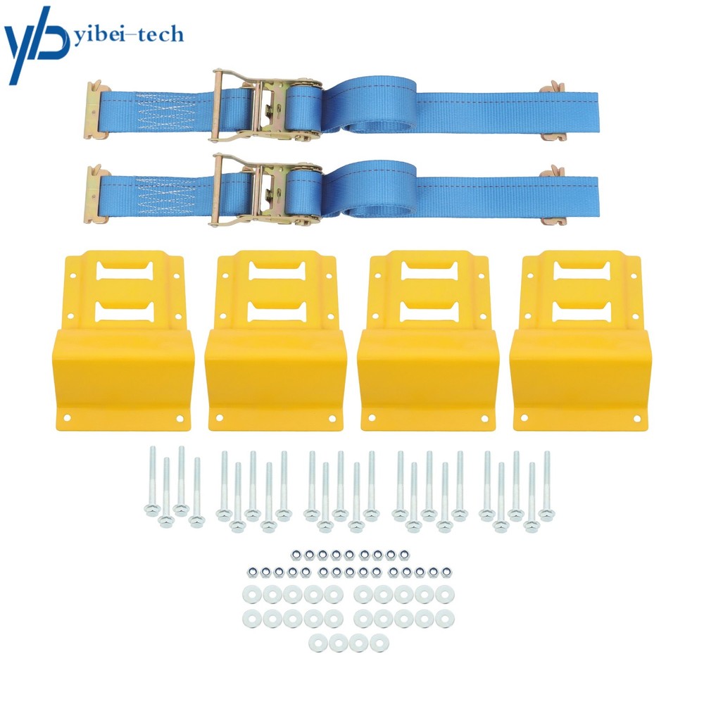 1 Pack E Track System 7.5' Blue Ratchet Straps Wheel Chock Tie-Down Strap Kit