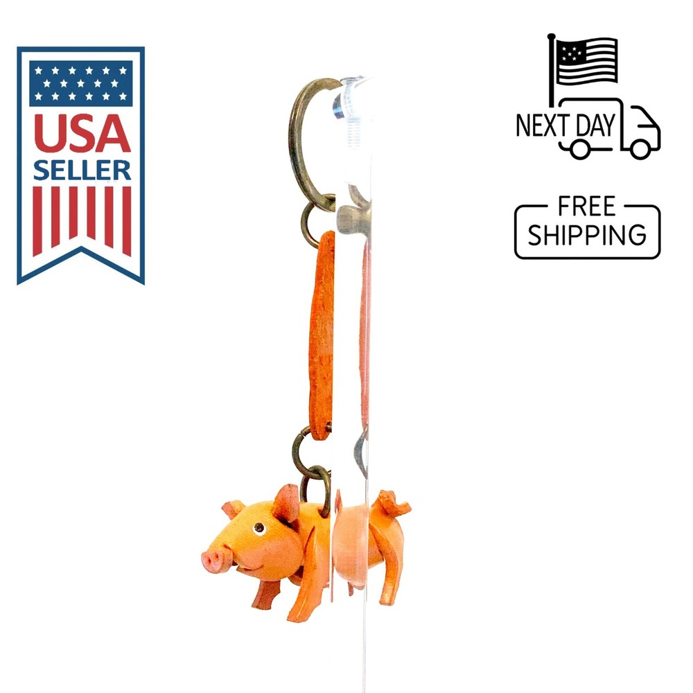 Pig Handmade Leather Keyring